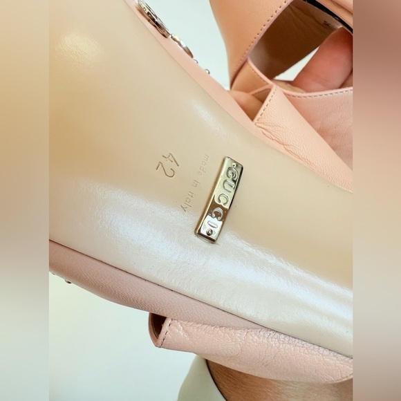 Gucci Pink Leather GG logo studded Platform Janaya high Heel sandals EU 42 - Picture 12 of 15